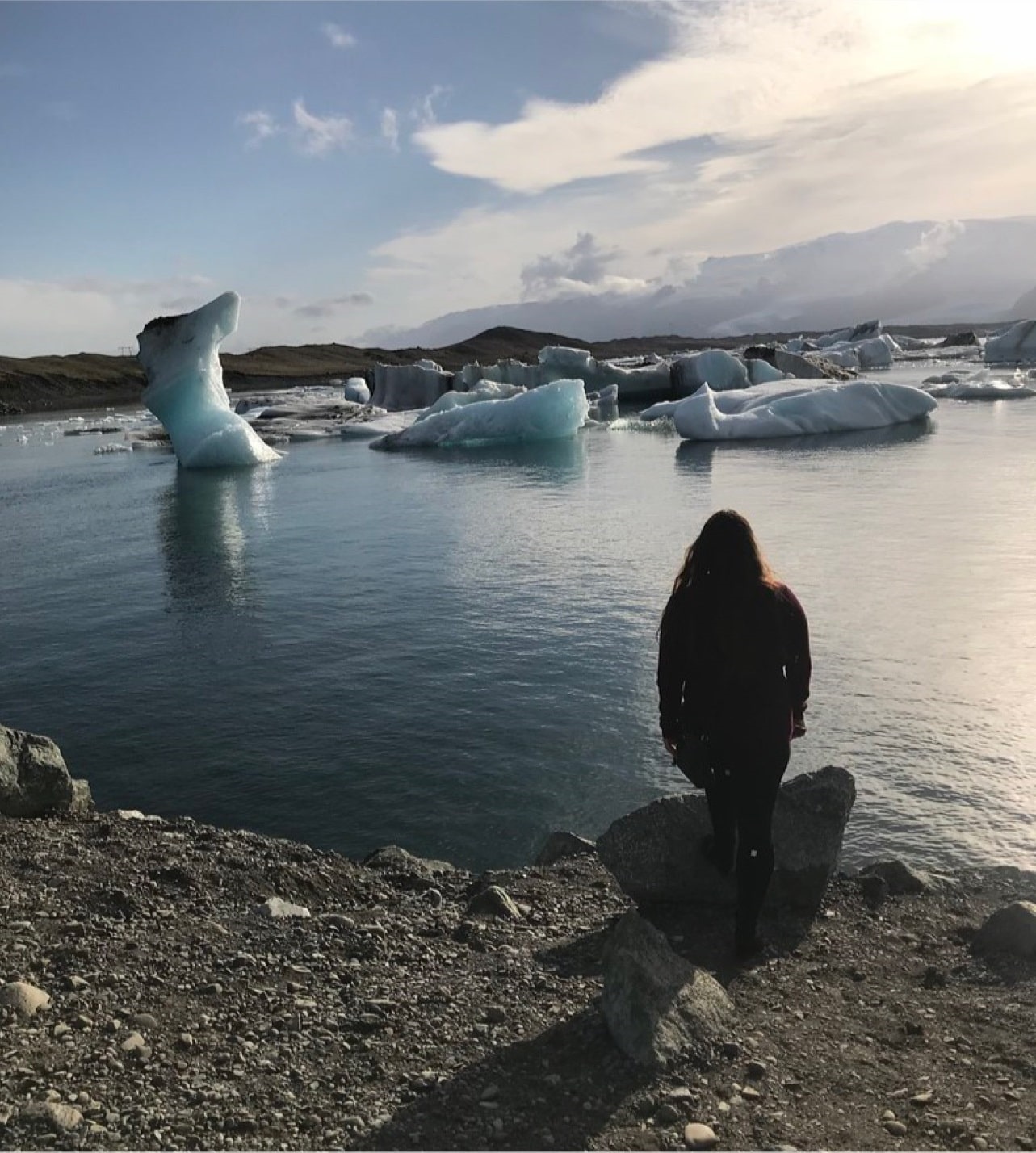 Marina Zaretskiy looking out at glaciers