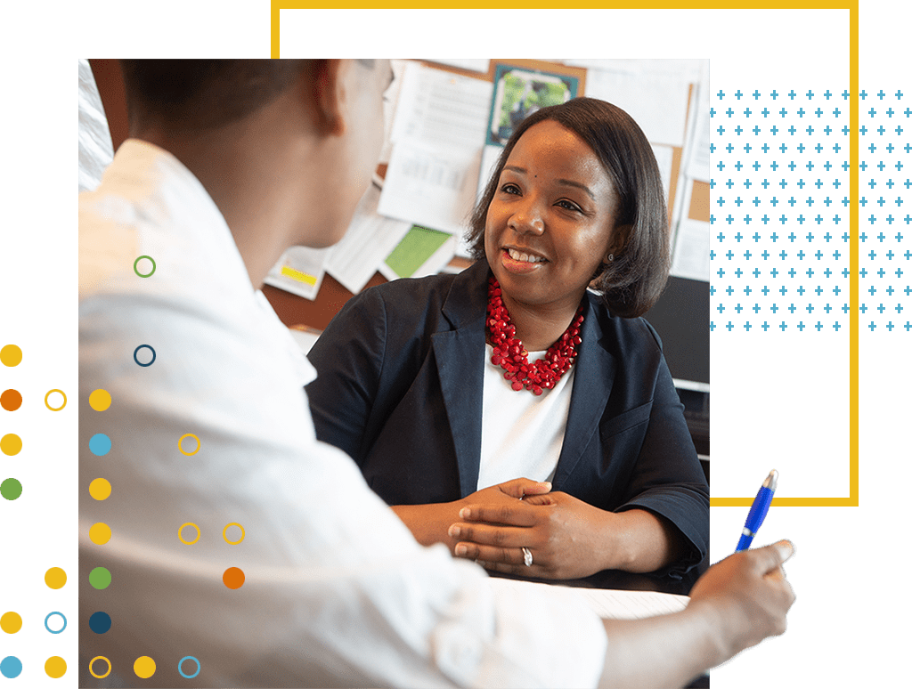 Student talking to advisor