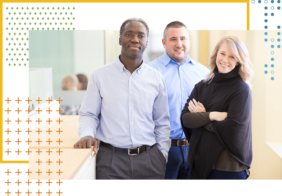 Son standing with father and mother