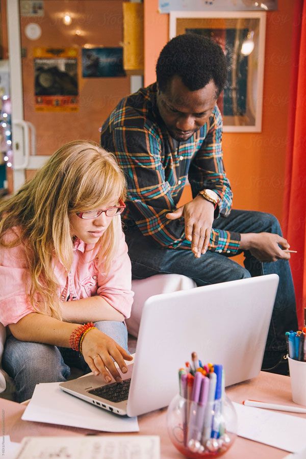 Students studying in library