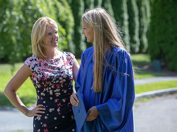 Parent and student talking